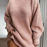 Vestido de cuello alto de punto para mujer, cálido, informal y moderno.