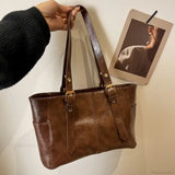 Bolso de hombro de piel sintética estilo retro coreano