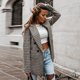 Blazer de cuadros para mujer con cuello con muesca
