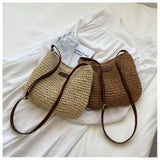 Bolso de hombro de paja de verano para mujer