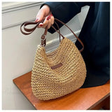 Bolso de hombro de paja de verano para mujer