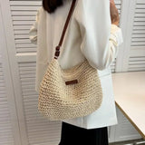Bolso de hombro de paja de verano para mujer