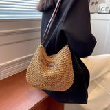 Bolso de hombro de paja de verano para mujer