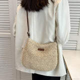 Bolso de hombro de paja de verano para mujer