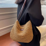 Bolso de hombro de paja de verano para mujer