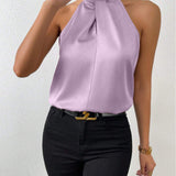 Elegante top de cuello halter para mujer - Estilo sencillo - Perfecto para eventos