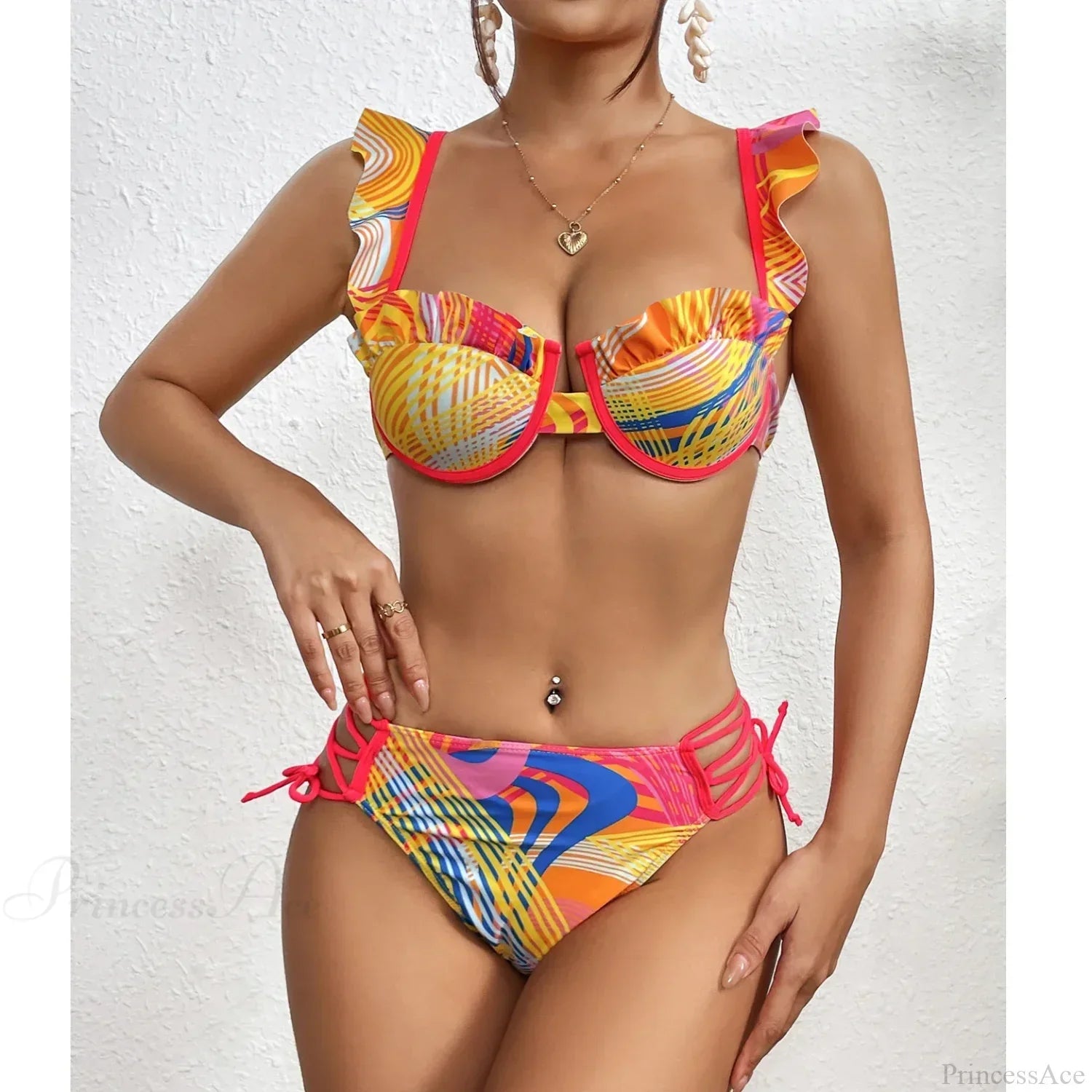 Conjunto retro de dos piezas con estampado de hojas