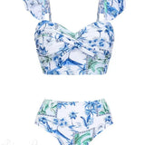 Conjunto de pareo de dos piezas con flores de limón