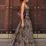 Vestido largo sexy con estampado de leopardo