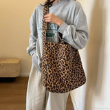 Bolso tote con estampado de leopardo coreano