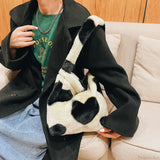 Bolso de hombro con estampado de leopardo y corazón