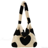 Bolso de hombro con estampado de leopardo y corazón