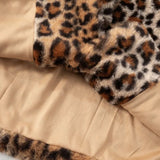 Abrigo vintage con cuello de piel sintética con estampado de leopardo