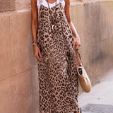 Vestido largo de tiras con patchwork y estampado de leopardo