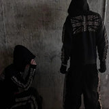 Sudadera con capucha y cremallera con estampado de leopardo al estilo de los años 2000