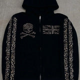 Sudadera con capucha y cremallera con estampado de leopardo al estilo de los años 2000