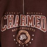 Sudadera oversize con media cremallera y cuello alto estampada con letras