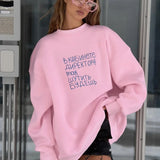 Sudadera informal de cuello redondo con estampado de letras
