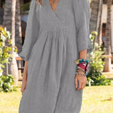 Julia - Vestido cruzado con escote en V para mujer - Mangas 3/4 - Conjunto casual de verano