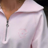 Sudadera holgada, informal, con media cremallera y letras bordadas