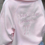 Sudadera holgada, informal, con media cremallera y letras bordadas