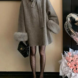 Abrigo holgado de lana y tweed