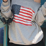 Sudadera holgada de dos piezas a rayas, espalda abierta, hombros descubiertos, estampado de dos piezas