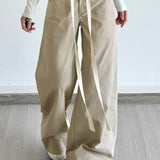 Pantalones cargo de pierna ancha con cordón
