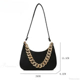 Bolso de hombro con cadena de metal de lujo, elegante bolso de mano.
