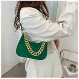 Bolso de hombro con cadena de metal de lujo, elegante bolso de mano.