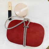 Bolso tote de terciopelo rojo de lujo para noche o boda con asas de cristal