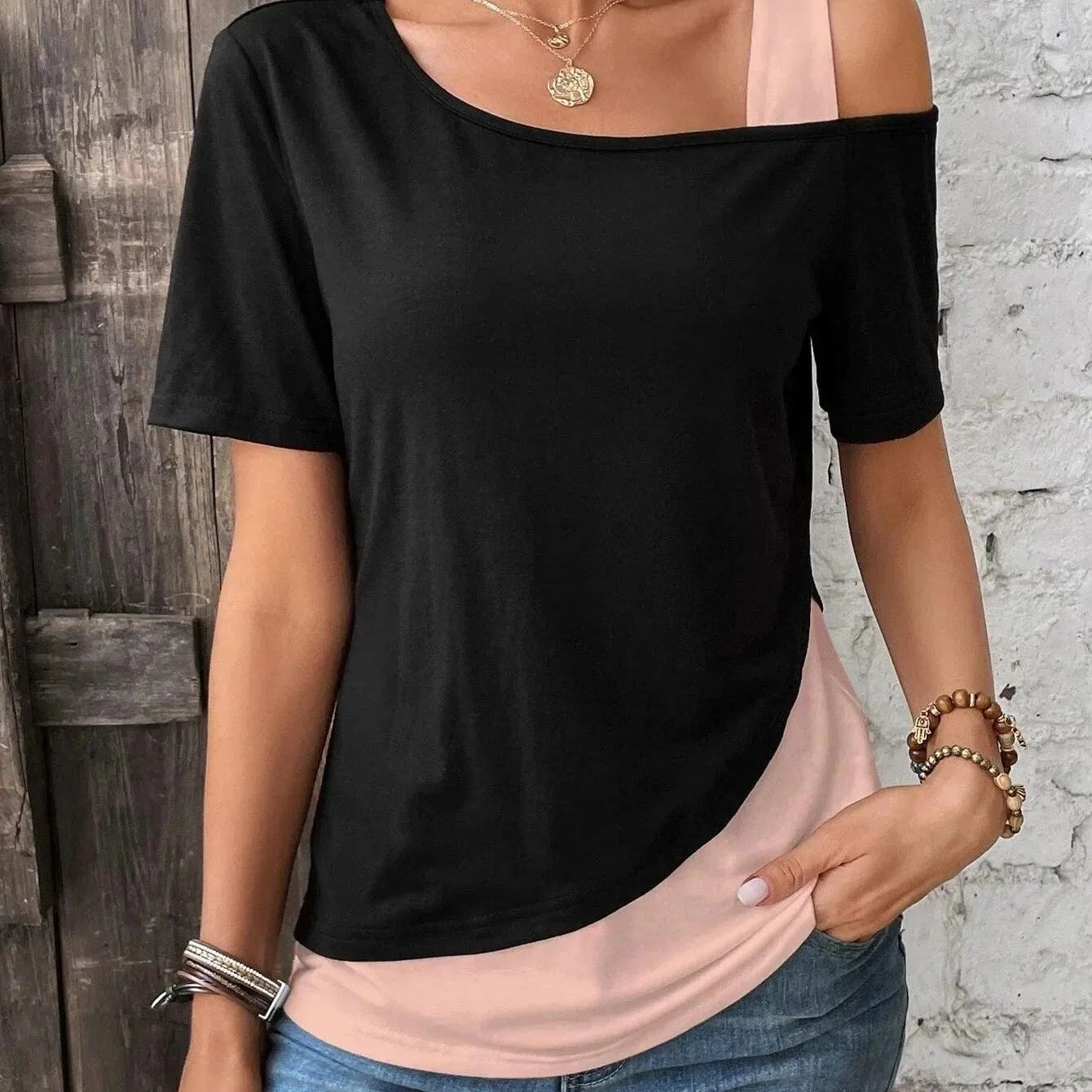 Top de Mujer - Corte Asimétrico - Efecto Capas - Estilo Chic e Casual