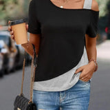 Top de Mujer - Corte Asimétrico - Efecto Capas - Estilo Chic e Casual