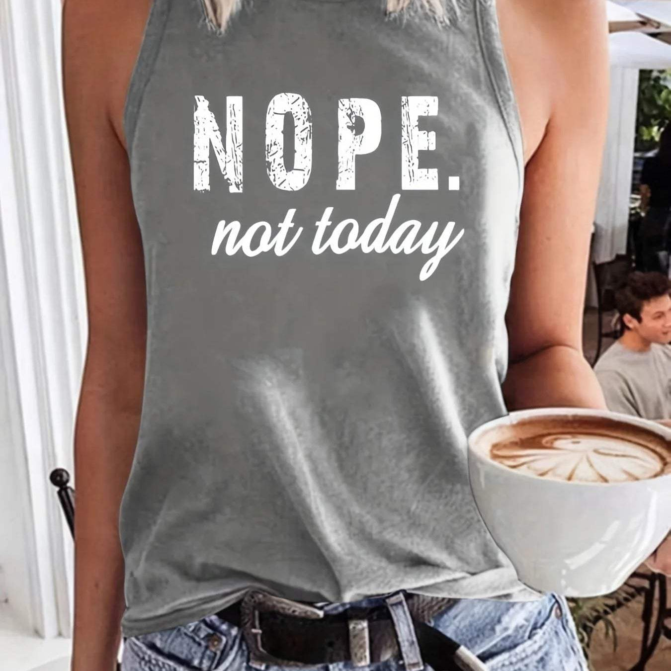 Camiseta de tirantes para mujer - Corte holgado - Cuello redondo - Estampado gráfico moderno