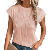 Top de mujer - Manga corta - Tejido texturizado - Cuello redondo - Ajuste cómodo