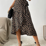 Falda cruzada para mujer - Corte acampanado - Largo midi - Estilo ligero y elegante