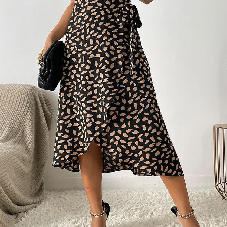 Falda cruzada para mujer - Corte acampanado - Largo midi - Estilo ligero y elegante