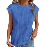 Top de mujer - Manga corta - Tejido texturizado - Cuello redondo - Ajuste cómodo