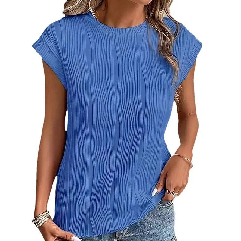 Top de mujer - Manga corta - Tejido texturizado - Cuello redondo - Ajuste cómodo