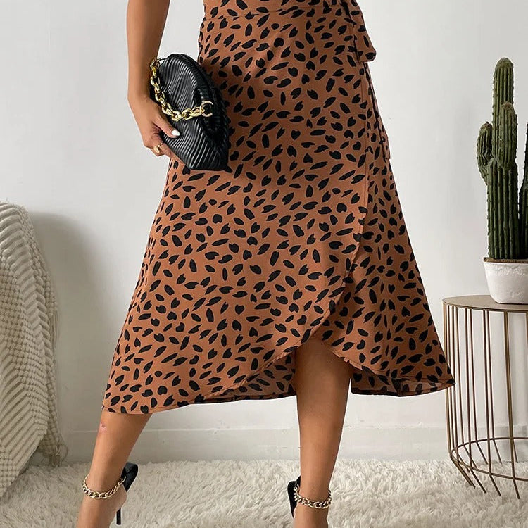 Falda cruzada para mujer - Corte acampanado - Largo midi - Estilo ligero y elegante