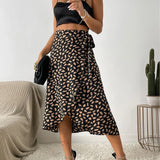 Falda cruzada para mujer - Corte acampanado - Largo midi - Estilo ligero y elegante