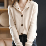 Camisa elegante y básica con cuello en V para mujer