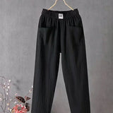 Pantalones de mujer – Corte holgado – Cintura elástica – Bolsillos – Tejido transpirable