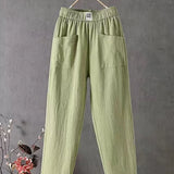 Pantalones de mujer – Corte holgado – Cintura elástica – Bolsillos – Tejido transpirable