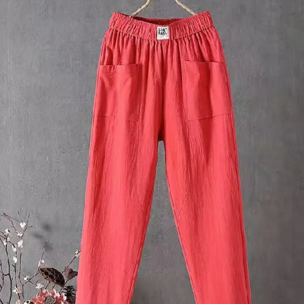 Pantalones de mujer – Corte holgado – Cintura elástica – Bolsillos – Tejido transpirable