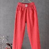 Pantalones de mujer – Corte holgado – Cintura elástica – Bolsillos – Tejido transpirable