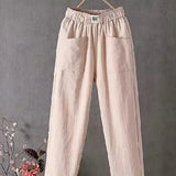 Pantalones de mujer – Corte holgado – Cintura elástica – Bolsillos – Tejido transpirable