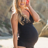 Traje de baño de maternidad para mujer – Una pieza – Tirantes ajustables – Fruncido lateral