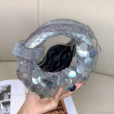 Mini clutch de noche en forma de media luna