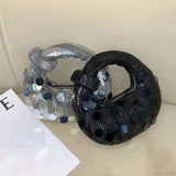 Mini clutch de noche en forma de media luna